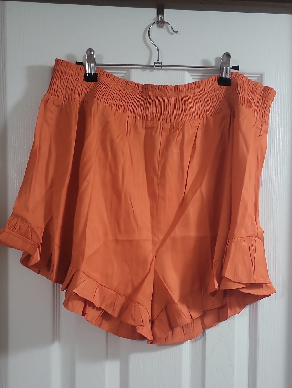 Mittoshop Women’s Ruffle Hem Elastic Waist Shorts - Orange
